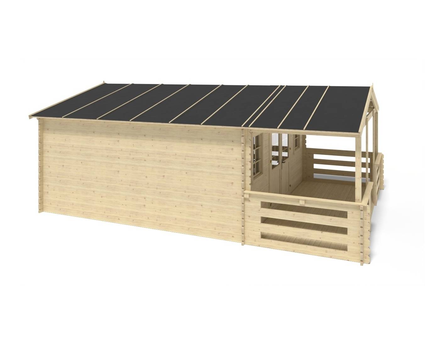 Altanka - Abri de jardin en bois - 5x5 m + terrasse avec balustrade et avant-toit en bois - 35 m2 - DOM612+DOM613+DOM615+POD04 - ALTANKA - Imagen 9