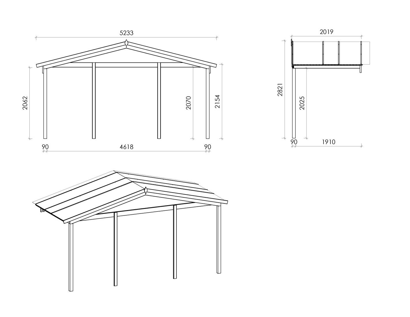 Altanka - Abri de jardin en bois - 5x5 m + terrasse avec balustrade et avant-toit en bois - 35 m2 - DOM612+DOM613+DOM615+POD04 - ALTANKA - Imagen 5