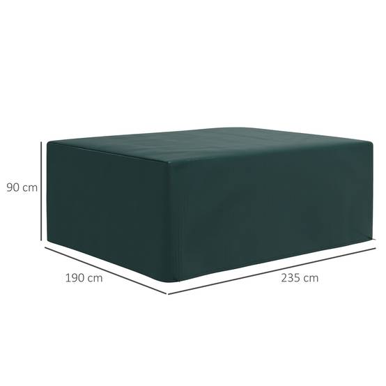 Housse de protection mobilier de jardin rectangulaire 235x190x90 cm, imperméable, anti-UV, résistante à l’hiver, verte - Image 5