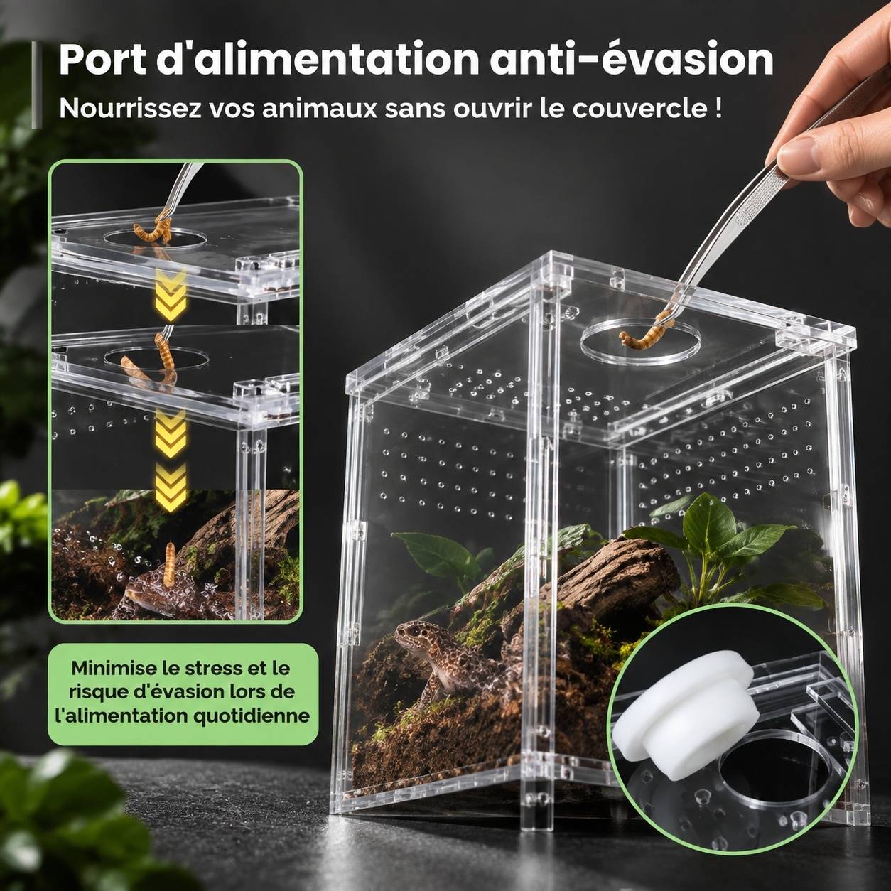Boîte d'élevage d'insectes terrarium acrylique épais 360° pour reptiles arthropodes - Image 5