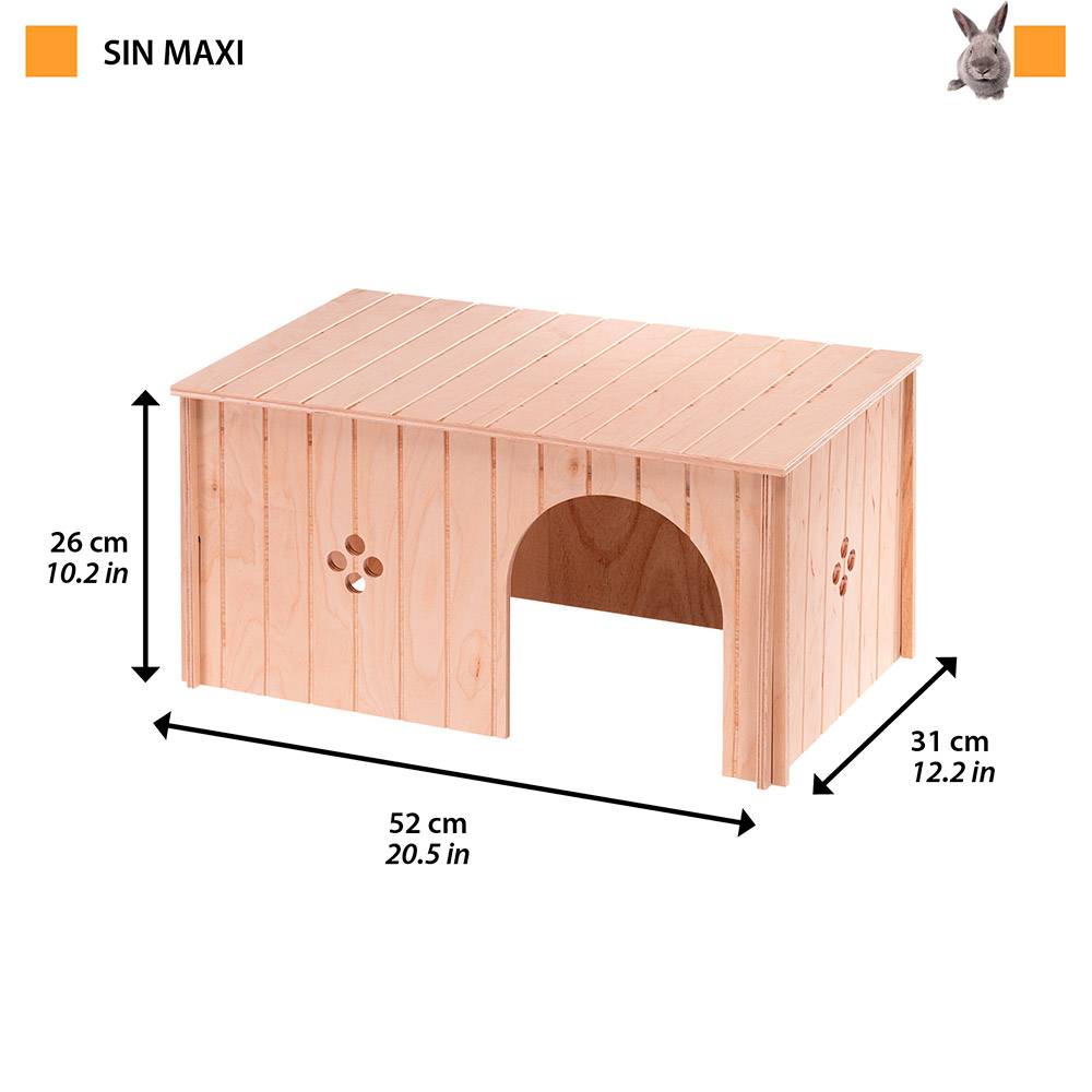 Ferplast - Ferplast Maison Lapin, Accessoire pour Cage Lapin, avec Toit Plat et Trous d'Aération, en Kit de Montage, 52 x 31 x h 26 cm, SIN MAXI Niche Maison en - Imagen 2