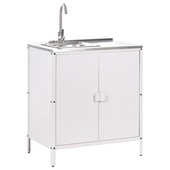 Beliani - Cuisine de jardin Acier Blanc VILAMA - 80x50x90- Beliani - Image 2