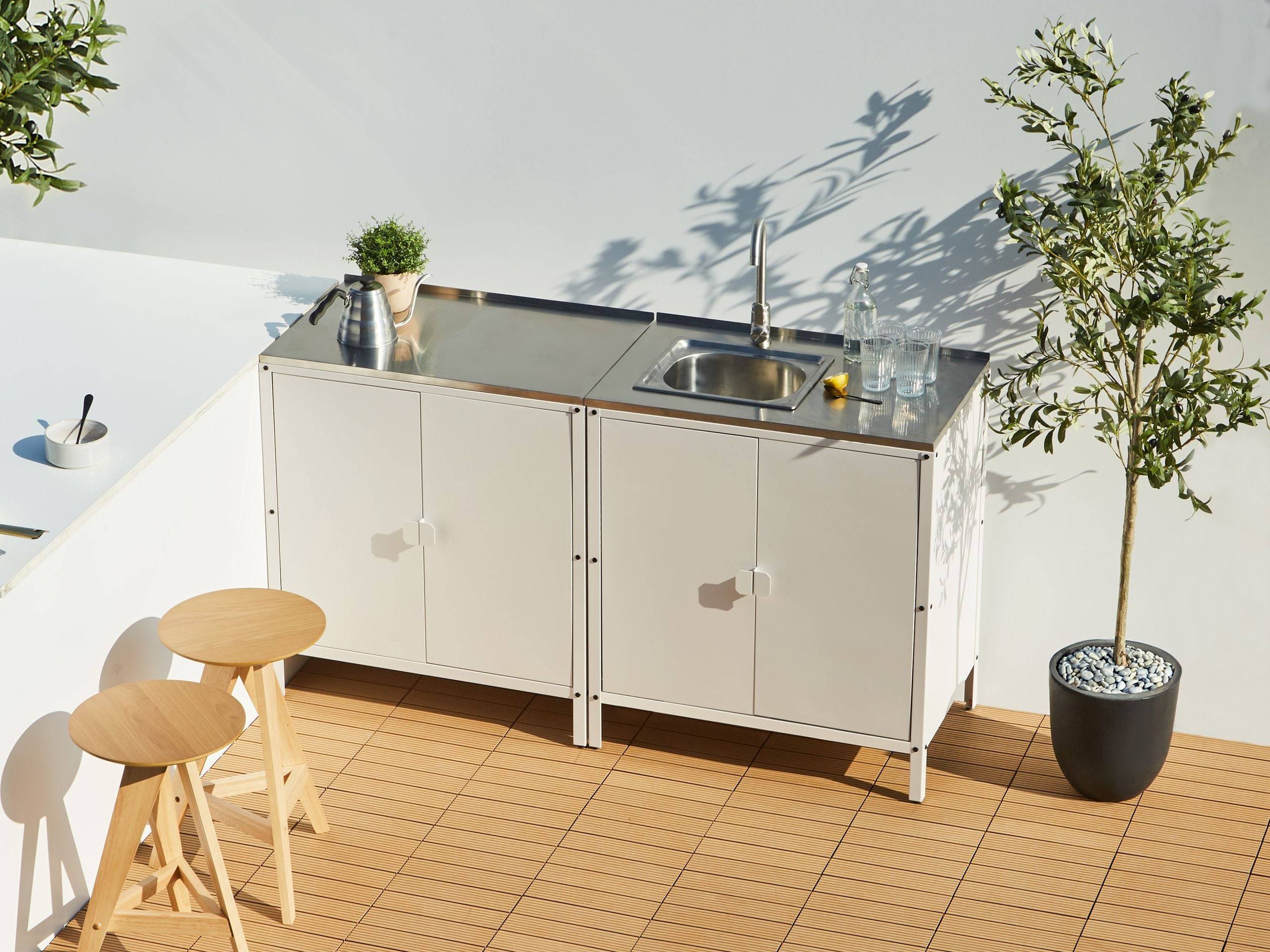 Beliani - Cuisine de jardin Acier Blanc VILAMA - 80x50x90- Beliani - Image 1