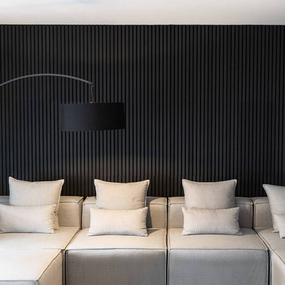 Home Deluxe - HOME DELUXE Panneau mural Panneau acoustique SONIC Black Oak - 240 x 40 cm, 0,96 m²- | Panneaux muraux acoustiques, mur à lamelles, panneaux - Image 1