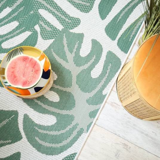 Decoweb - Tapis d'extérieur ou de salon - Green Tropical - Vert et écru - 160 x 230 cm - Decoweb - Imagen 4