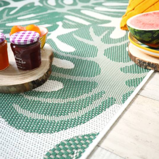 Decoweb - Tapis d'extérieur ou de salon - Green Tropical - Vert et écru - 160 x 230 cm - Decoweb - Imagen 5