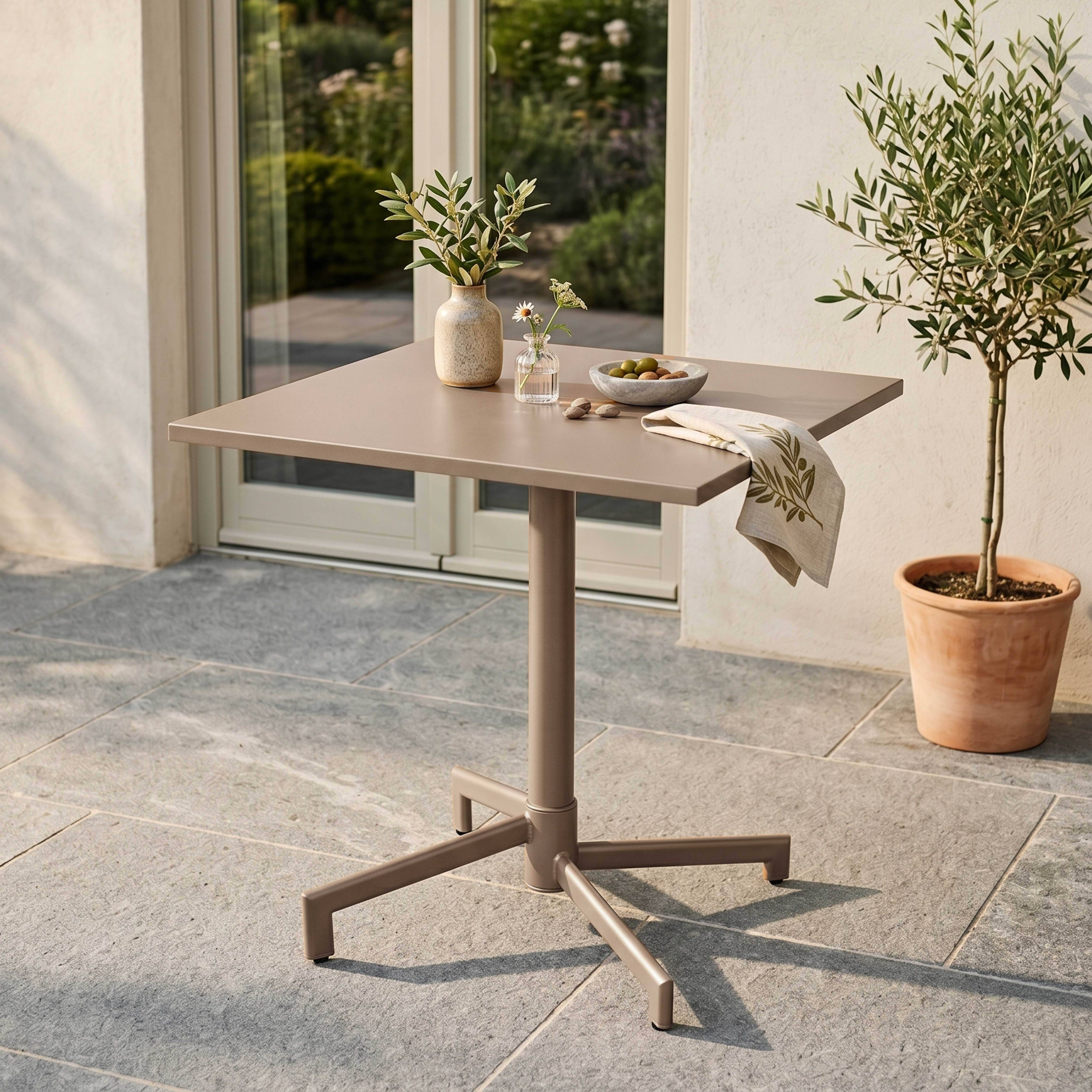 Oviala - Table de jardin carrée bistrot avec plateau rabattable 70 cm taupe Palavas - Oviala - Image 2