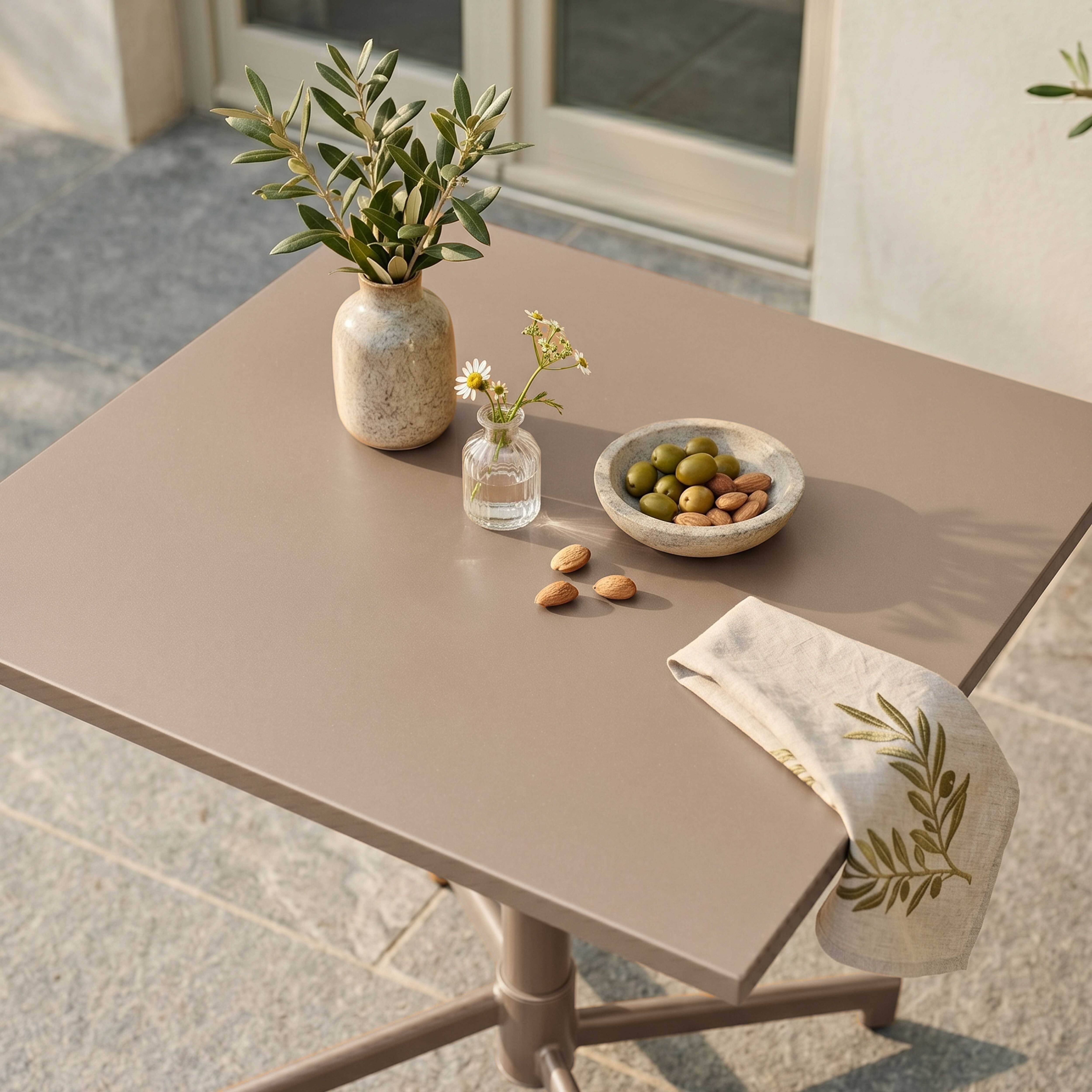 Oviala - Table de jardin carrée bistrot avec plateau rabattable 70 cm taupe Palavas - Oviala - Image 3