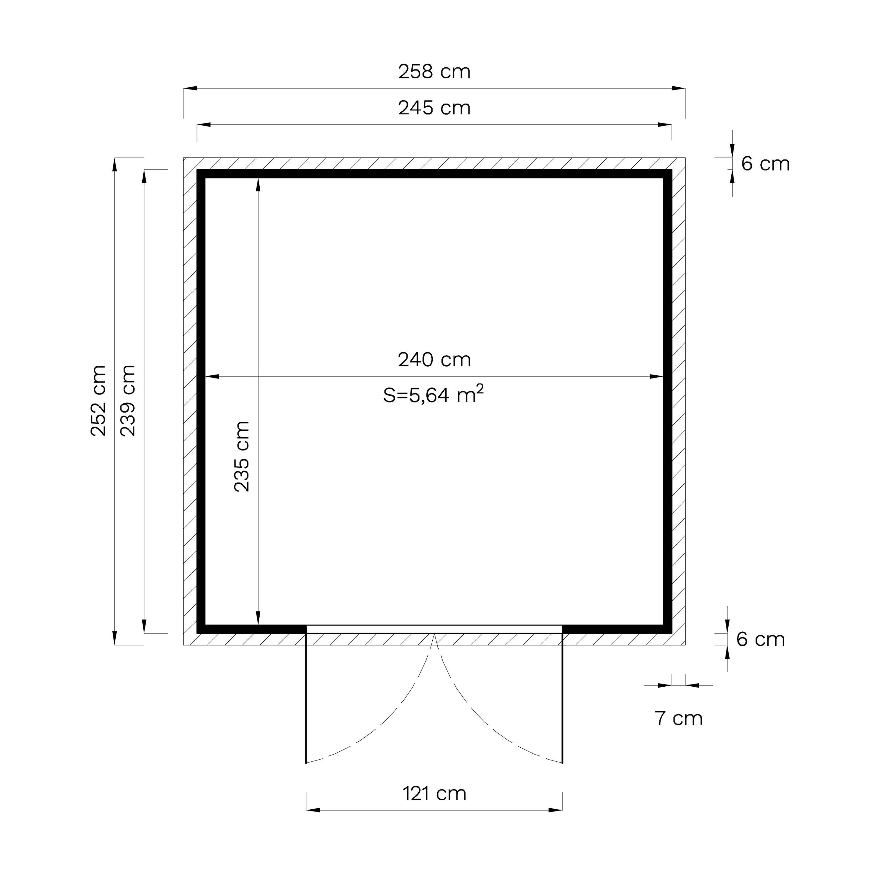 Abri de jardin bois Bertilo Blockhaus XL 19mm avec plancher 5,83m² - Image 4