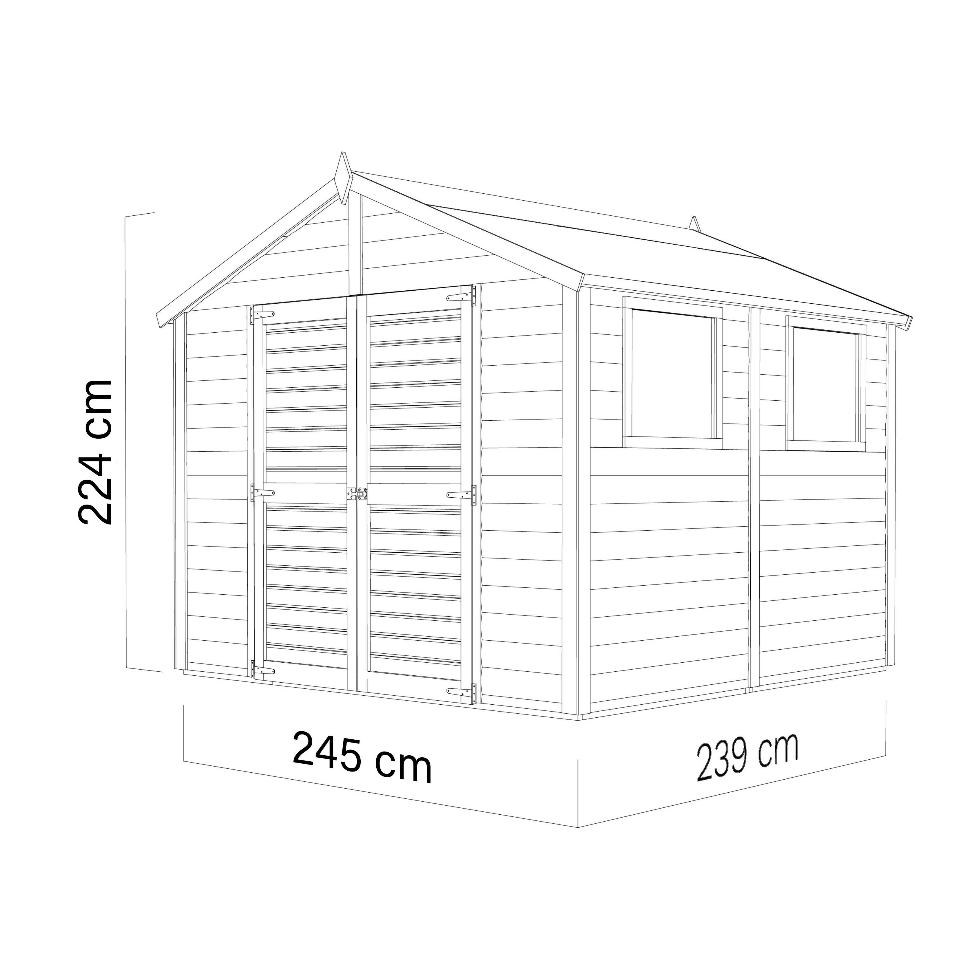 Abri de jardin bois Bertilo Blockhaus XL 19mm avec plancher 5,83m² - Image 3