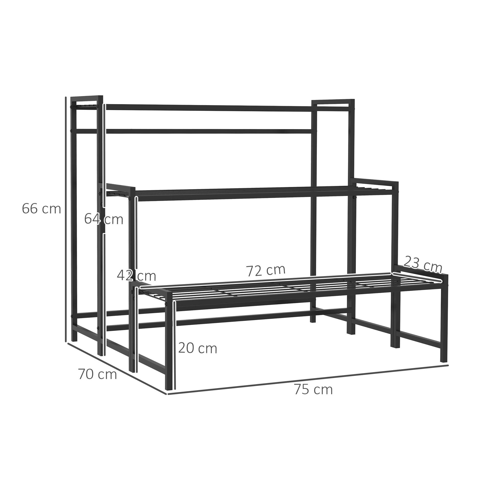 Étagère pour plantes en métal forme escalier 3 niveaux intérieur extérieur 75x70x66cm - ComfortXL Outdoor Living - Image 5