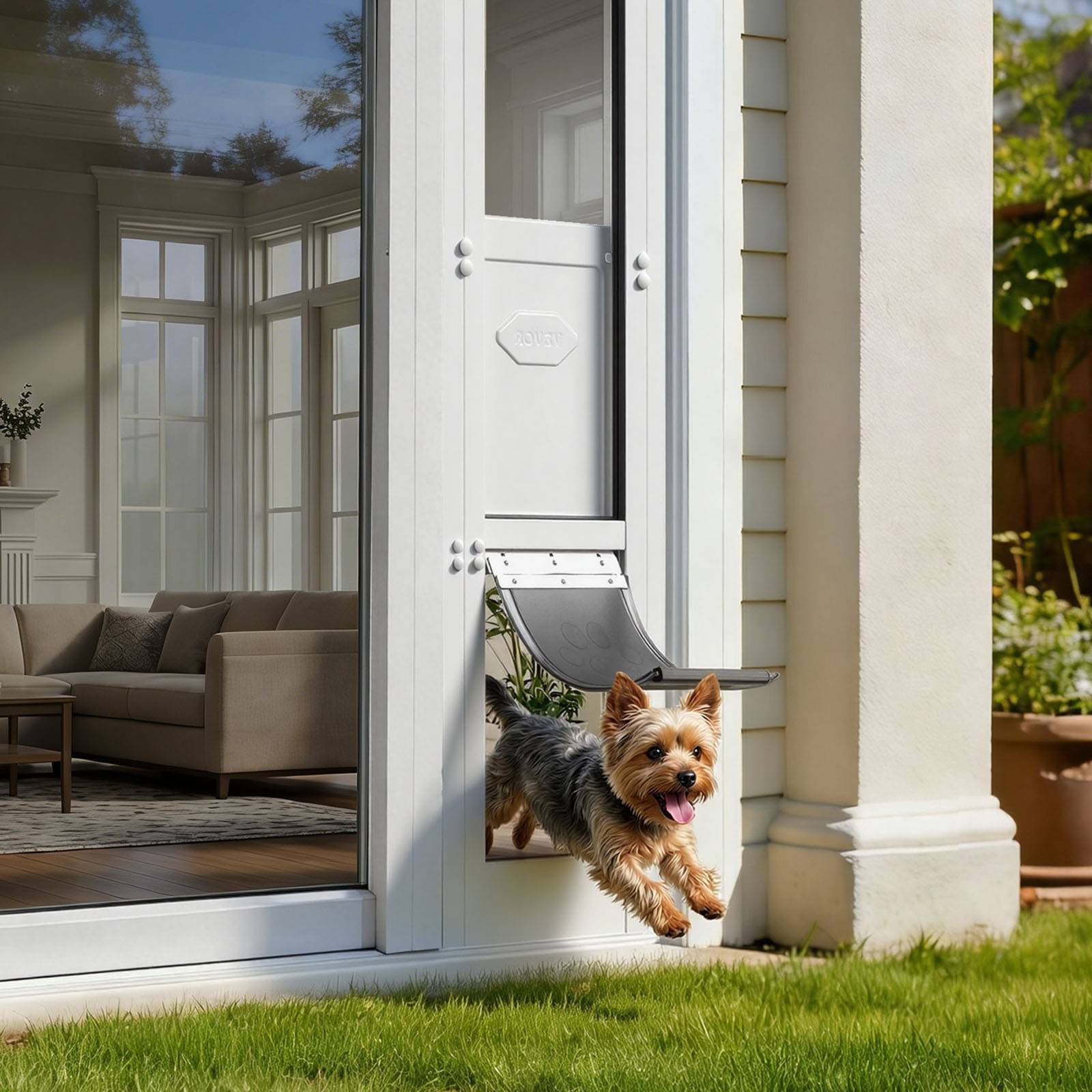 VEVOR Chatière pour Porte Coulissante en Verre Chiens Taille M Rabat 3 Couches - Image 8