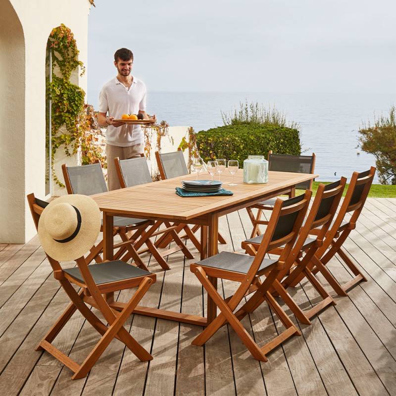 Table salon de jardin Levata - BOCARNEA - Bois Acacia - Table extensible papillon - 180/240 cm - Pour 8 personnes - Imagen 2