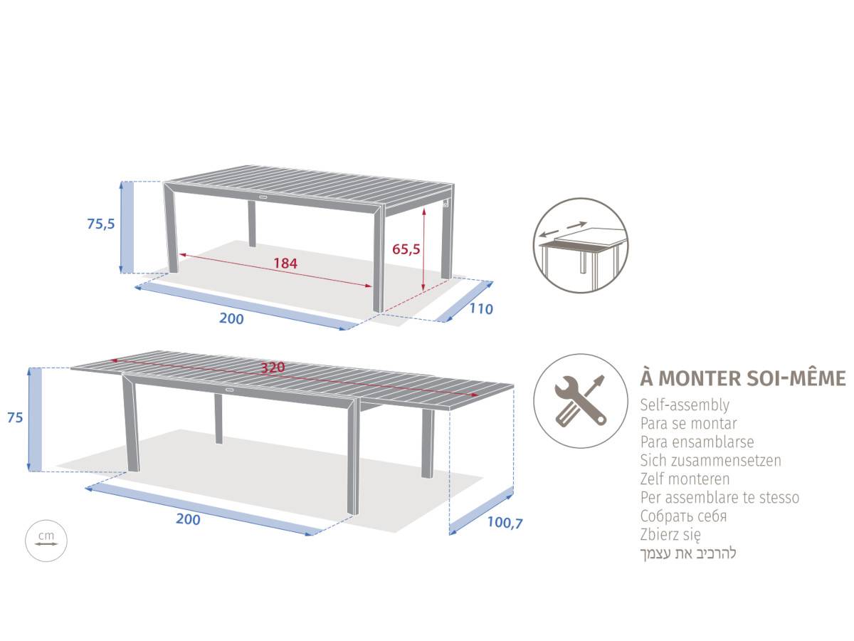Hesperide - Table de jardin rectangulaire extensible en aluminium Evasion Honey/Graphite 10/12 places + 12 fauteuils Piazza - Hespéride - Image 1