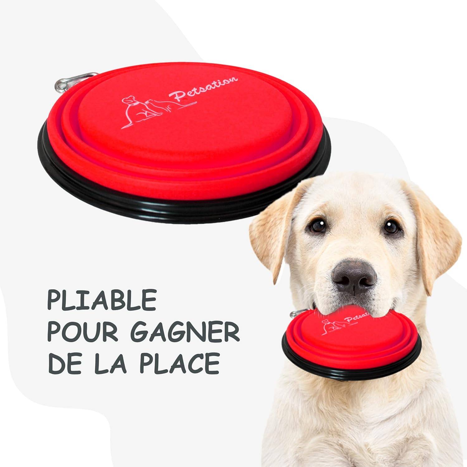 Petsation - Gamelle de voyage pliable en silicone - eau et nourriture pour chien et chat (rouge, 1000 + 350ml) - Petsation - Imagen 3