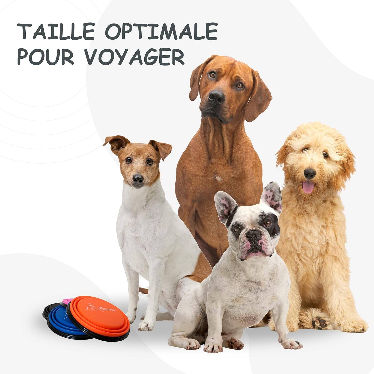 Petsation - Gamelle de voyage pliable en silicone - eau et nourriture pour chien et chat (rouge, 1000 + 350ml) - Petsation - Imagen 4