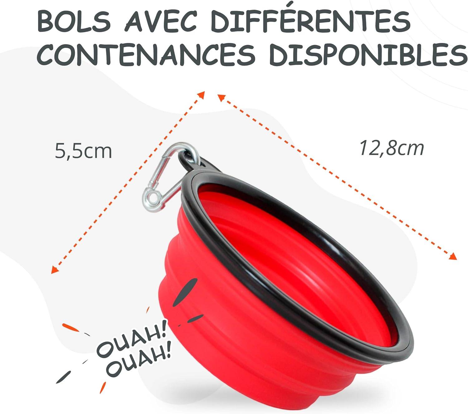 Petsation - Gamelle de voyage pliable en silicone - eau et nourriture pour chien et chat (rouge, 1000 + 350ml) - Petsation - Imagen 5