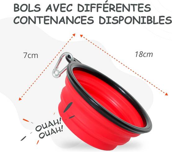 Petsation - Gamelle de voyage pliable en silicone - eau et nourriture pour chien et chat (rouge, 1000 + 350ml) - Petsation - Imagen 6