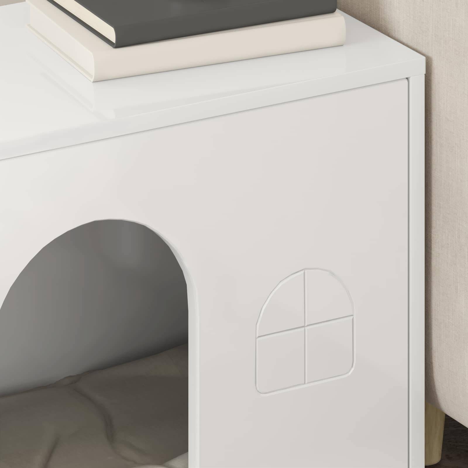 Abri Chat Intérieur Brillant Blanc 52cm pour Chat Surface Lisse Propre - ComfortXL Outdoor Living - Image 4