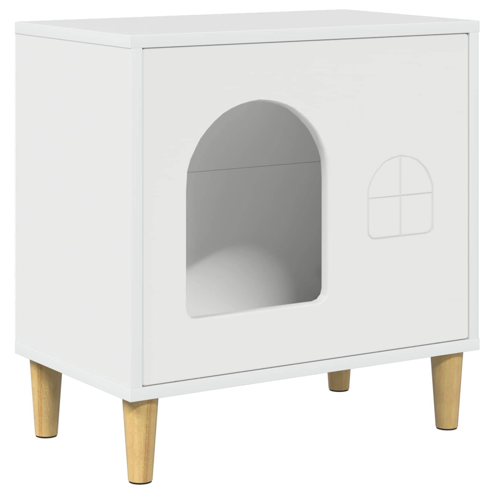 Abri Chat Intérieur Brillant Blanc 52cm pour Chat Surface Lisse Propre - ComfortXL Outdoor Living - Image 2