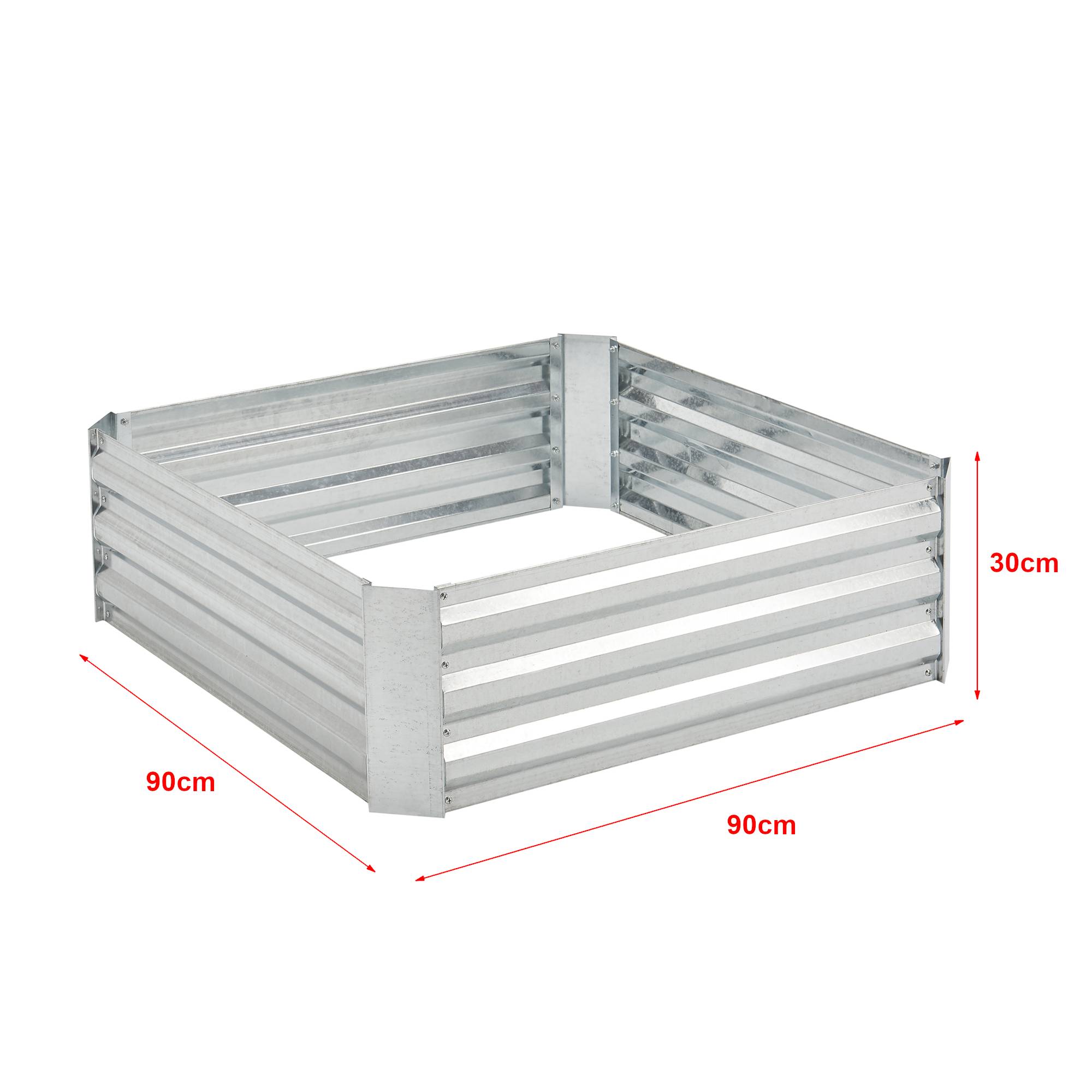 Carré potager Barneveld cadre sans fond en acier 90 x 90 x 30 cm argenté [en.casa] - Imagen 3
