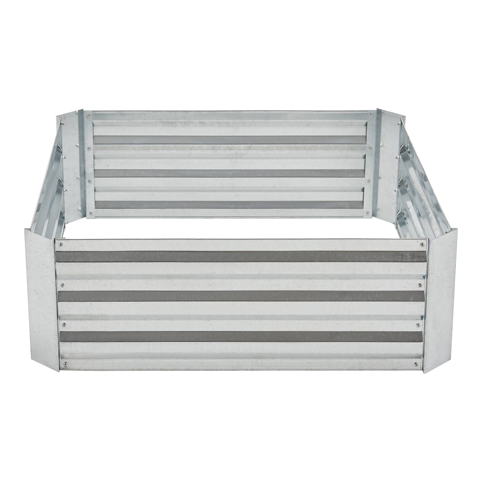 Carré potager Barneveld cadre sans fond en acier 90 x 90 x 30 cm argenté [en.casa] - Imagen 4