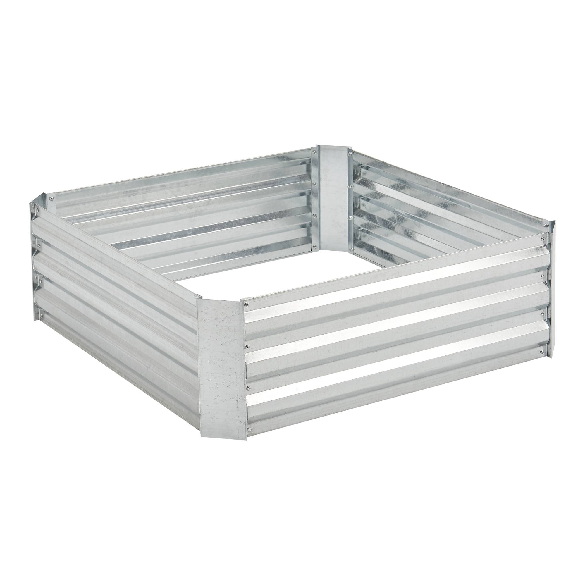 Carré potager Barneveld cadre sans fond en acier 90 x 90 x 30 cm argenté [en.casa] - Imagen 1