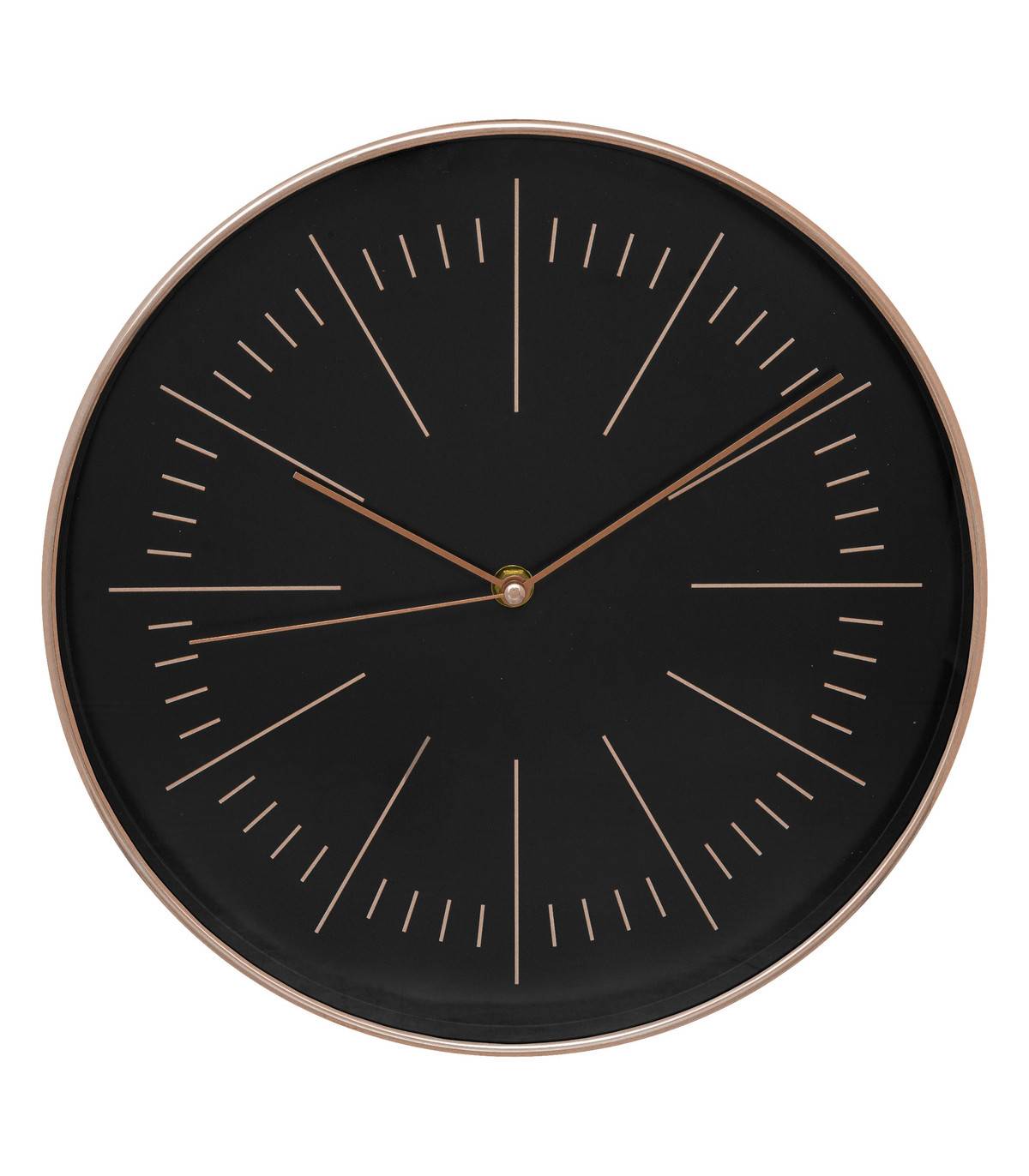 Pendule murale moderne bicolore Noir et Cuivre D 30 cm - Image 1