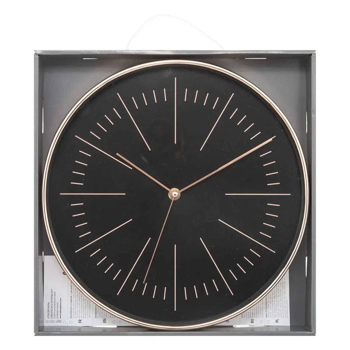 Pendule murale moderne bicolore Noir et Cuivre D 30 cm - Image 3