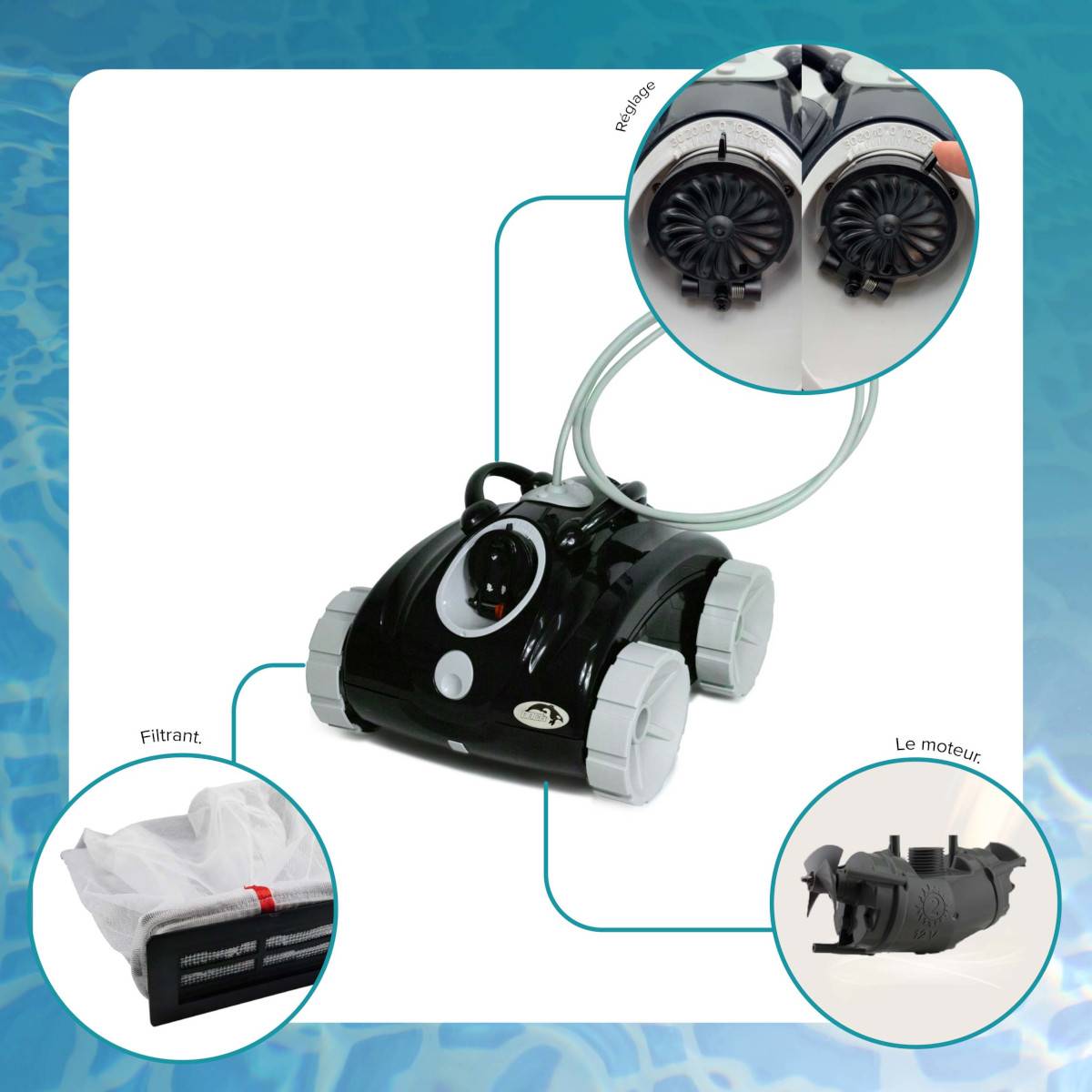 Robot de piscine electrique - robot nettoyeur fond - autonome - compatible tout revêtement 106490 Orca - Imagen 3