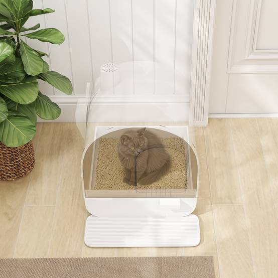Maison de toilette plastique pour chats 5kg avec tapis anti-projections et filtre blanc - ComfortXL Outdoor Living - Image 10