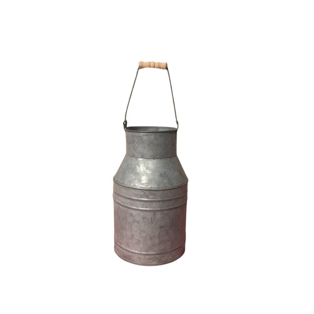 Pot à lait ancien décoratif jardin extérieur zinc gris 24 x 14 cm Chemin de campagne - Imagen 1