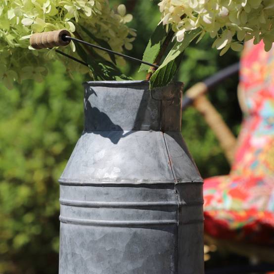 Pot à lait ancien décoratif jardin extérieur zinc gris 24 x 14 cm Chemin de campagne - Imagen 3