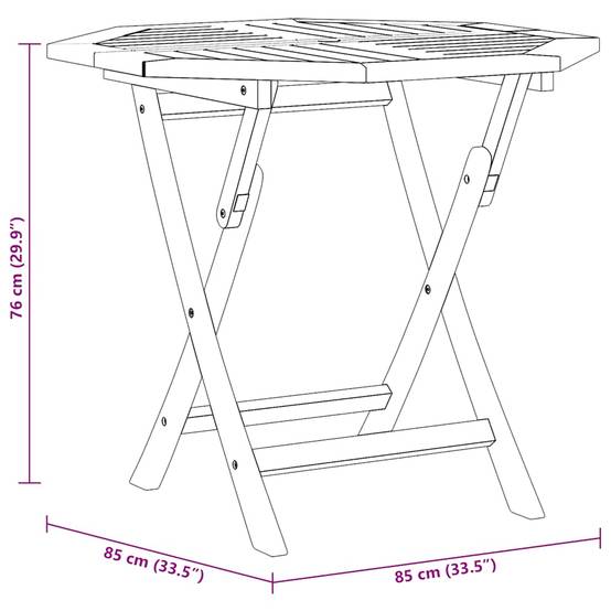 Table pliable de jardin Bois de teck solide 85 x 85 x 76 cm, Poids :13.2kg - PANGIVO - Image 9