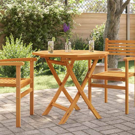 Table pliable de jardin Bois de teck solide 85 x 85 x 76 cm, Poids :13.2kg - PANGIVO - Image 1