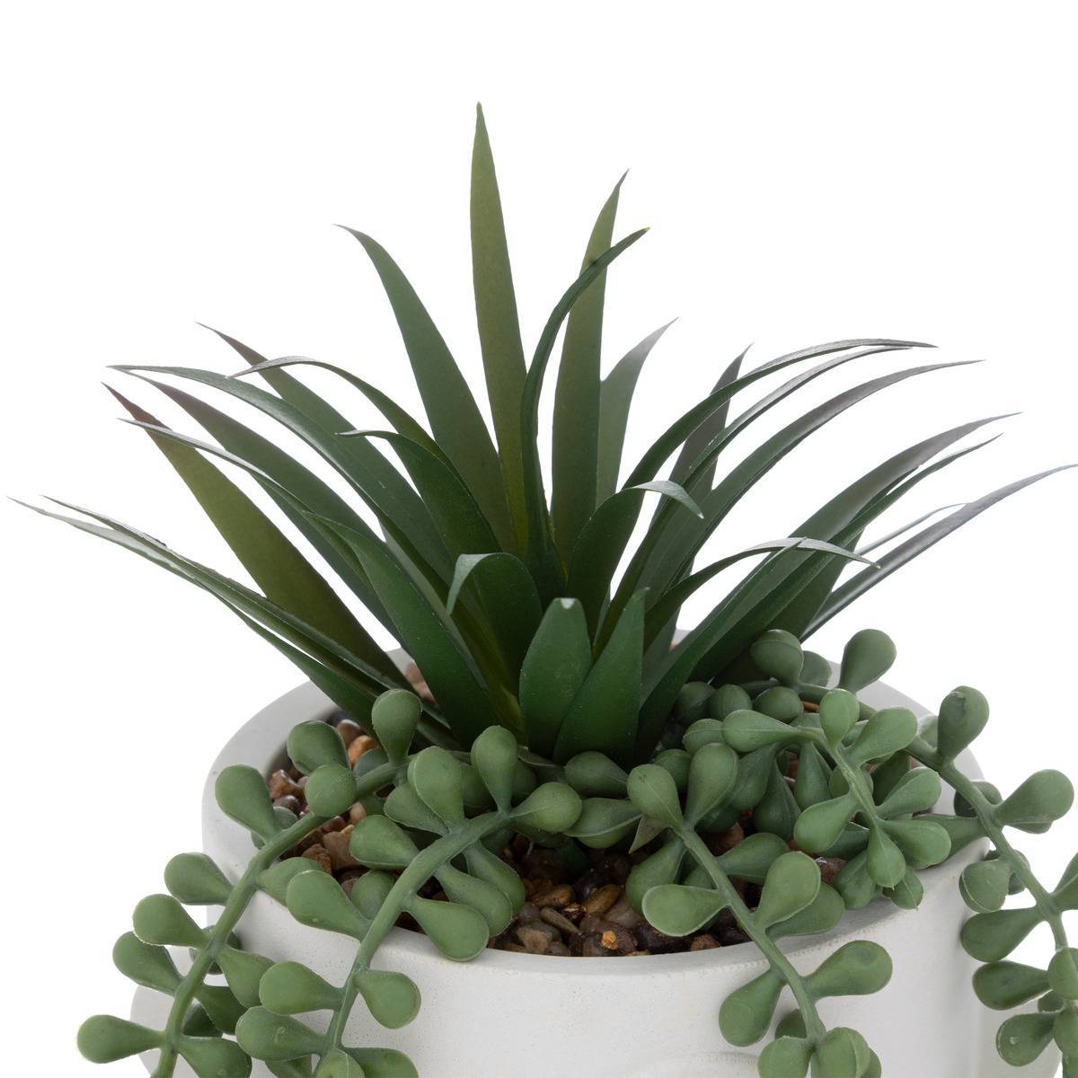 Atmosphera - Plante artificielle en pot en ciment H25cm blanc - Atmosphera Créateur d'intérieur - Imagen 2
