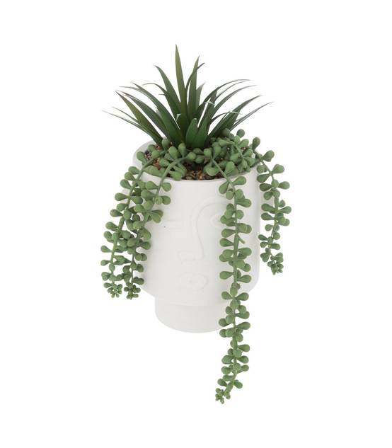 Plantes artificielles Visage pot Blanc H 25 cm - Image 1