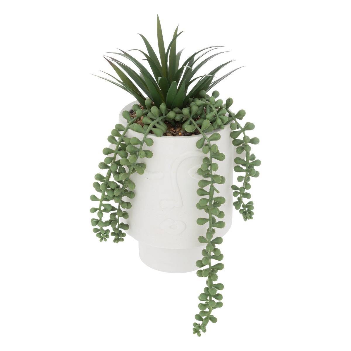 Atmosphera - Plante artificielle en pot en ciment H25cm blanc - Atmosphera Créateur d'intérieur - Imagen 1
