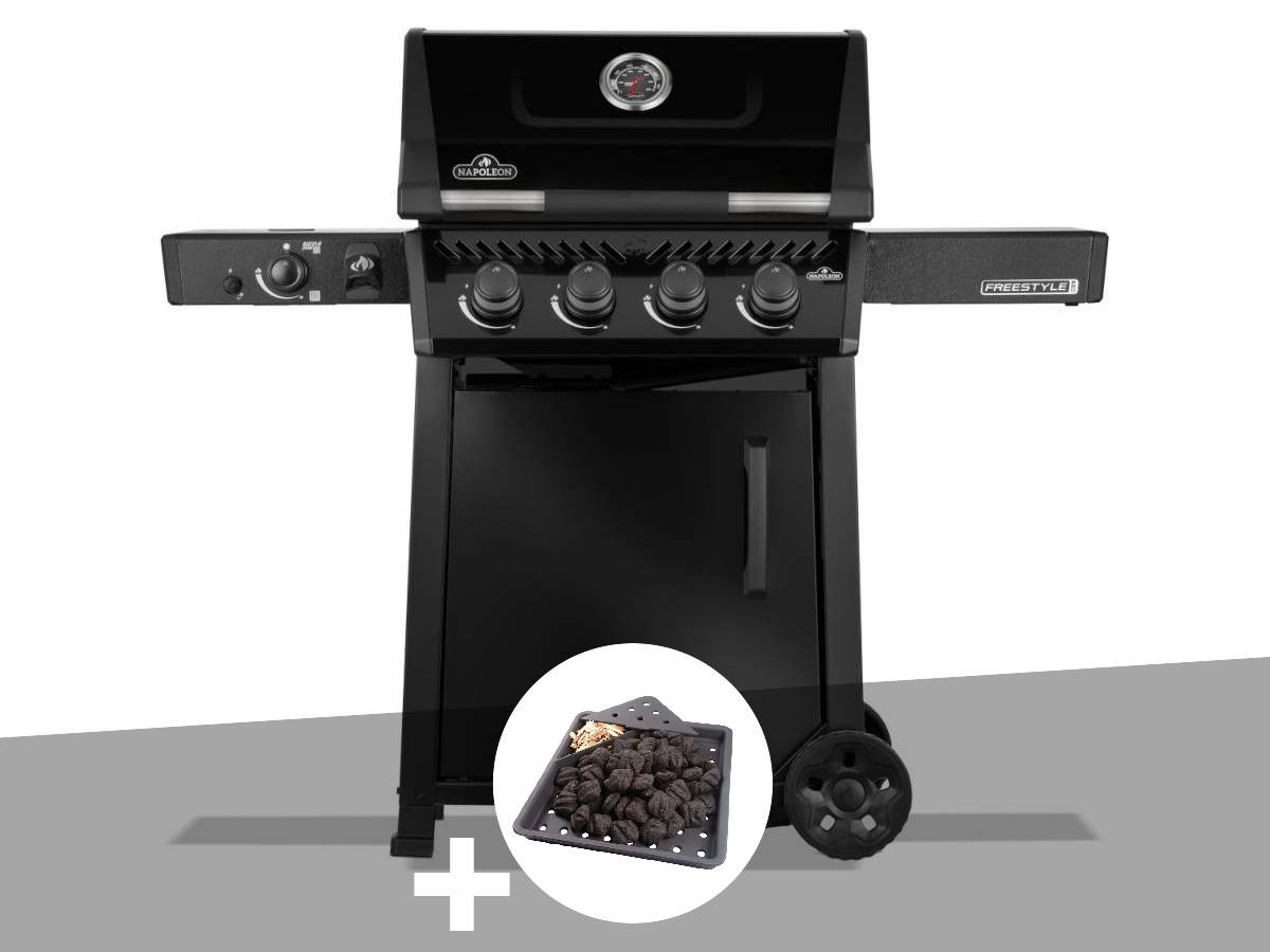 Napoleon - Barbecue gaz Freestyle 425 noir PRO 4 brûleurs + 1 sizzle zone + Plateau charbon - Napoléon - Image 1