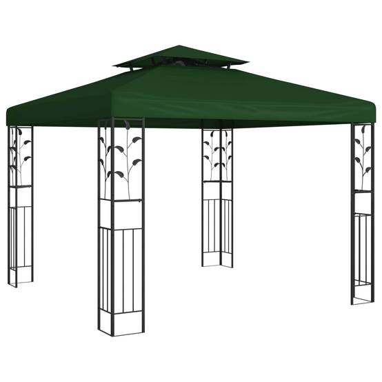 Pergola Bioclimatique Aluminium Tissu Terrasse Jardin Toit Lames Manuelles 3x3m Vert - ComfortXL Outdoor Living - Image 1