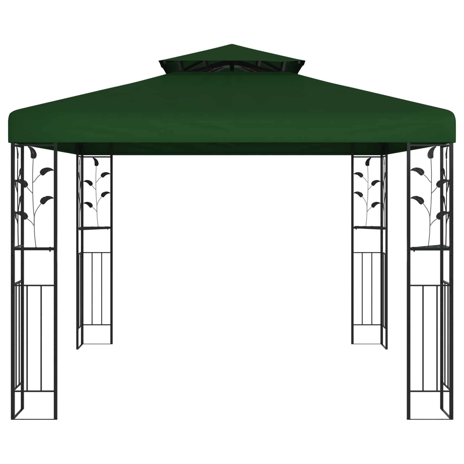 Pergola Bioclimatique Aluminium Tissu Terrasse Jardin Toit Lames Manuelles 3x3m Vert - ComfortXL Outdoor Living - Image 2