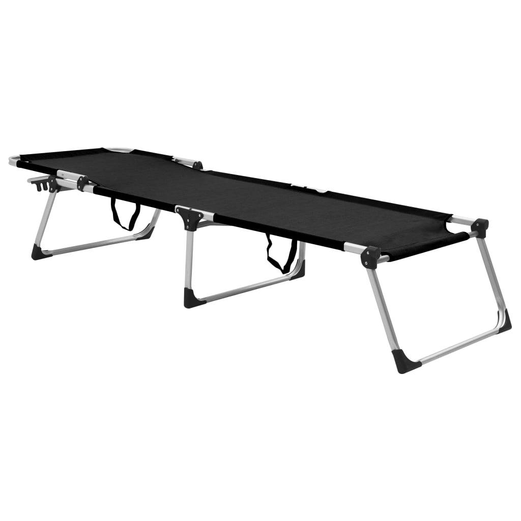 Helloshop26 - Transat chaise longue bain de soleil lit de jardin terrasse meuble d'extérieur pliable extra haute pour seniors aluminium noir - Imagen 2