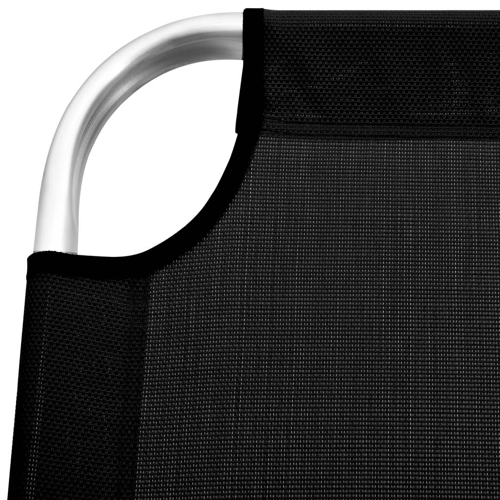Helloshop26 - Transat chaise longue bain de soleil lit de jardin terrasse meuble d'extérieur pliable extra haute pour seniors aluminium noir - Imagen 6