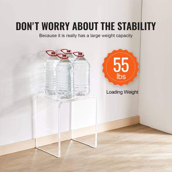 VEVOR Table appoint forme C 415x305x460 mm, acrylique, charge 25 kg. Salon, chambre, transparent. - Image 3