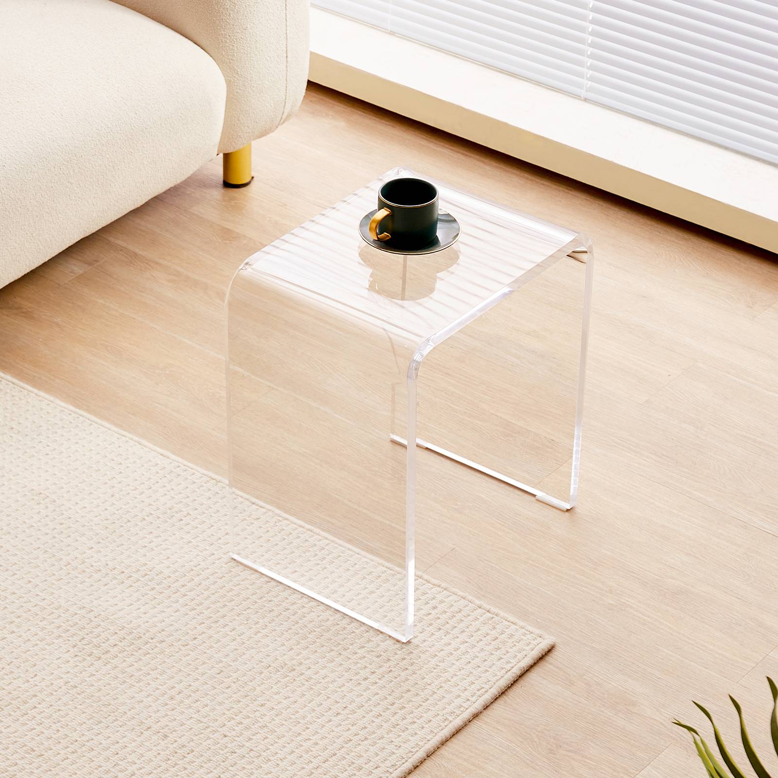 VEVOR Table appoint forme C 415x305x460 mm, acrylique, charge 25 kg. Salon, chambre, transparent. - Image 8