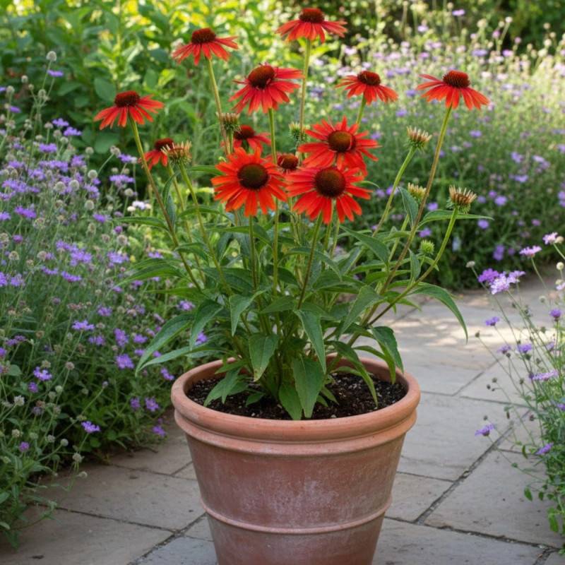Échinacée Hot Lava® à fleurs Orange/Rouge - feuillage Caduc - Godet - 5/20 cm - Imagen 2