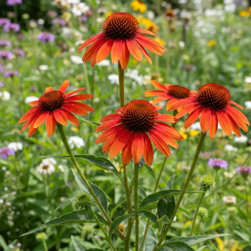 Échinacée Hot Lava® à fleurs Orange/Rouge - feuillage Caduc - Godet - 5/20 cm - Imagen 3