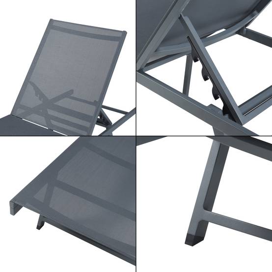 Casa.Pro - Set de 2 chaises longues Baragiano et d'une table d'appoint anthracite gris foncé casa.pro - Imagen 10