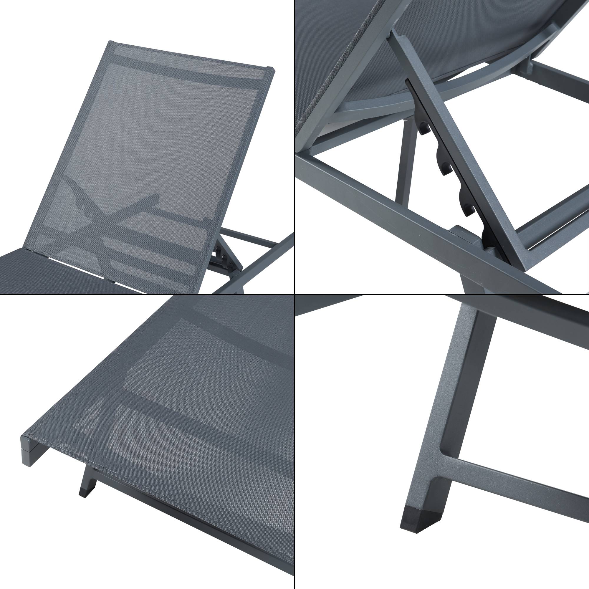Casa.Pro - Set de 2 chaises longues Baragiano et d'une table d'appoint anthracite gris foncé casa.pro - Imagen 10