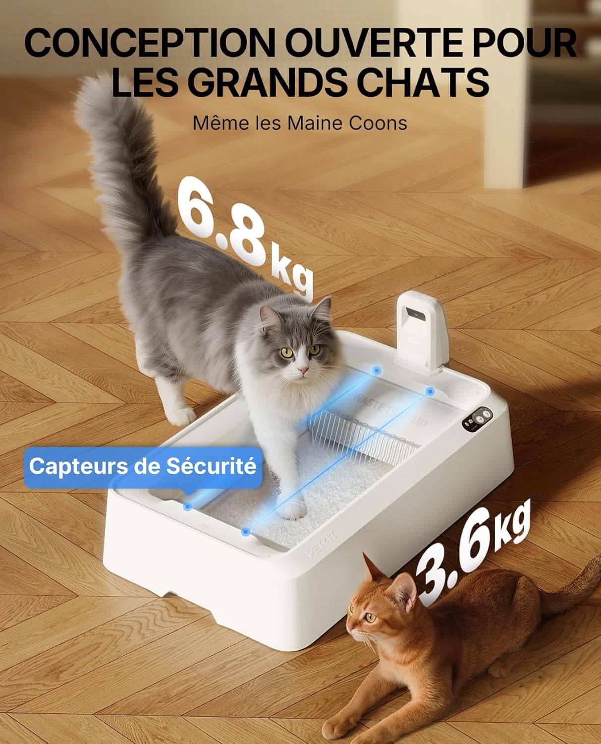 PETKIT Purobot Crystal Duo – Litière autonettoyante pour chat avec caméra IA, design ouvert, suivi de santé et double désodorisation - Image 6